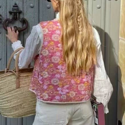 Spring Floral Quilted Vest