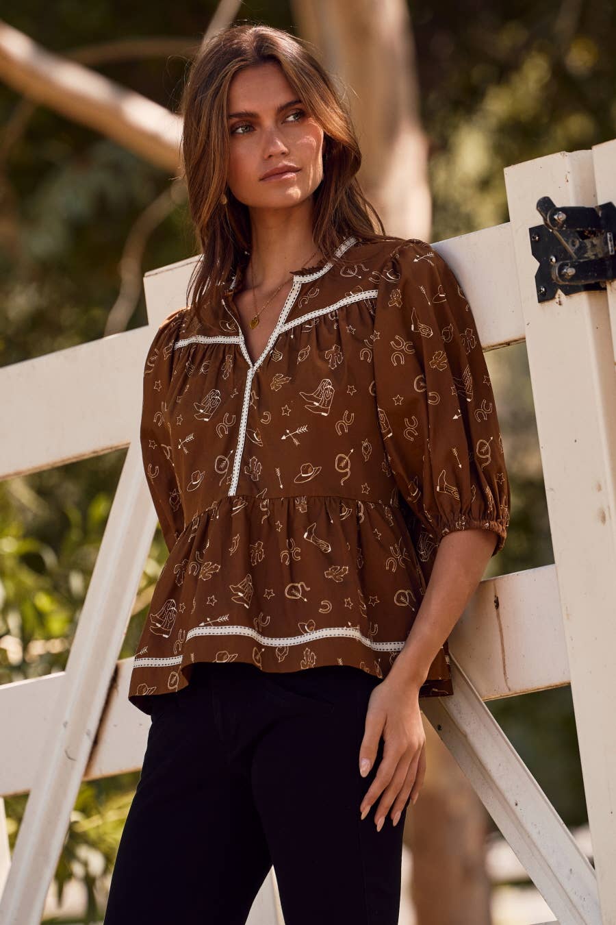 Western Printed Cotton Blouse