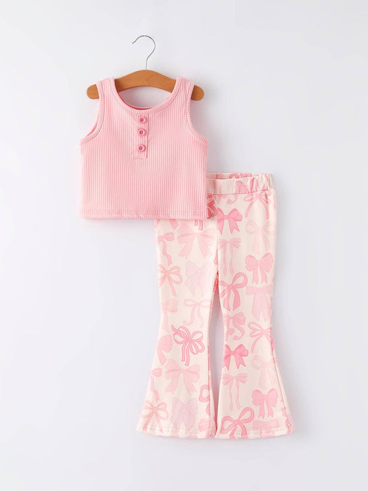 Pink Bow Bell Bottom Set