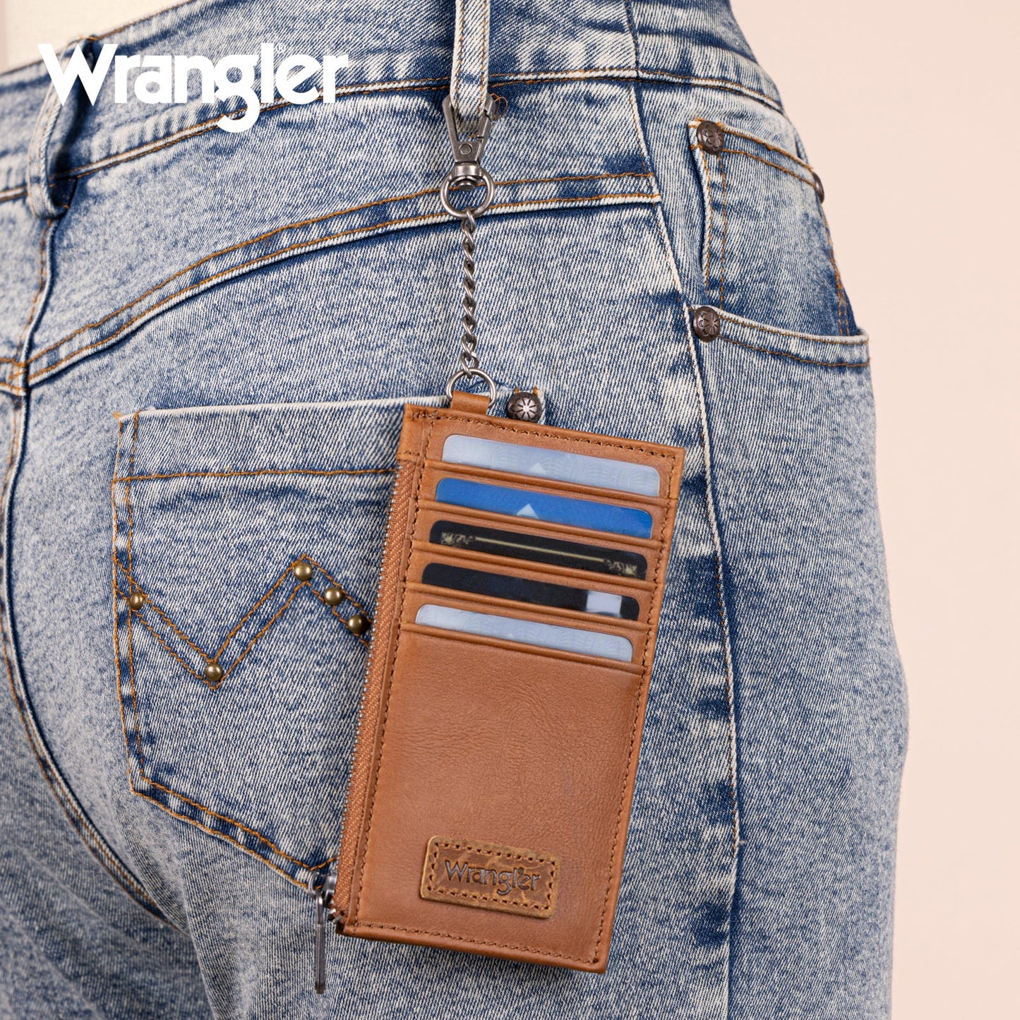Wrangler Genuine Leather RFID Card Case Wallet