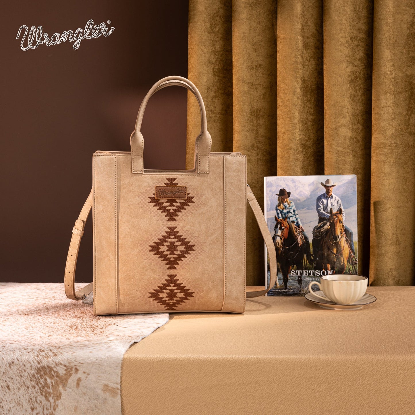 Wrangler Aztec Embroidered Handbag Family - TAN
