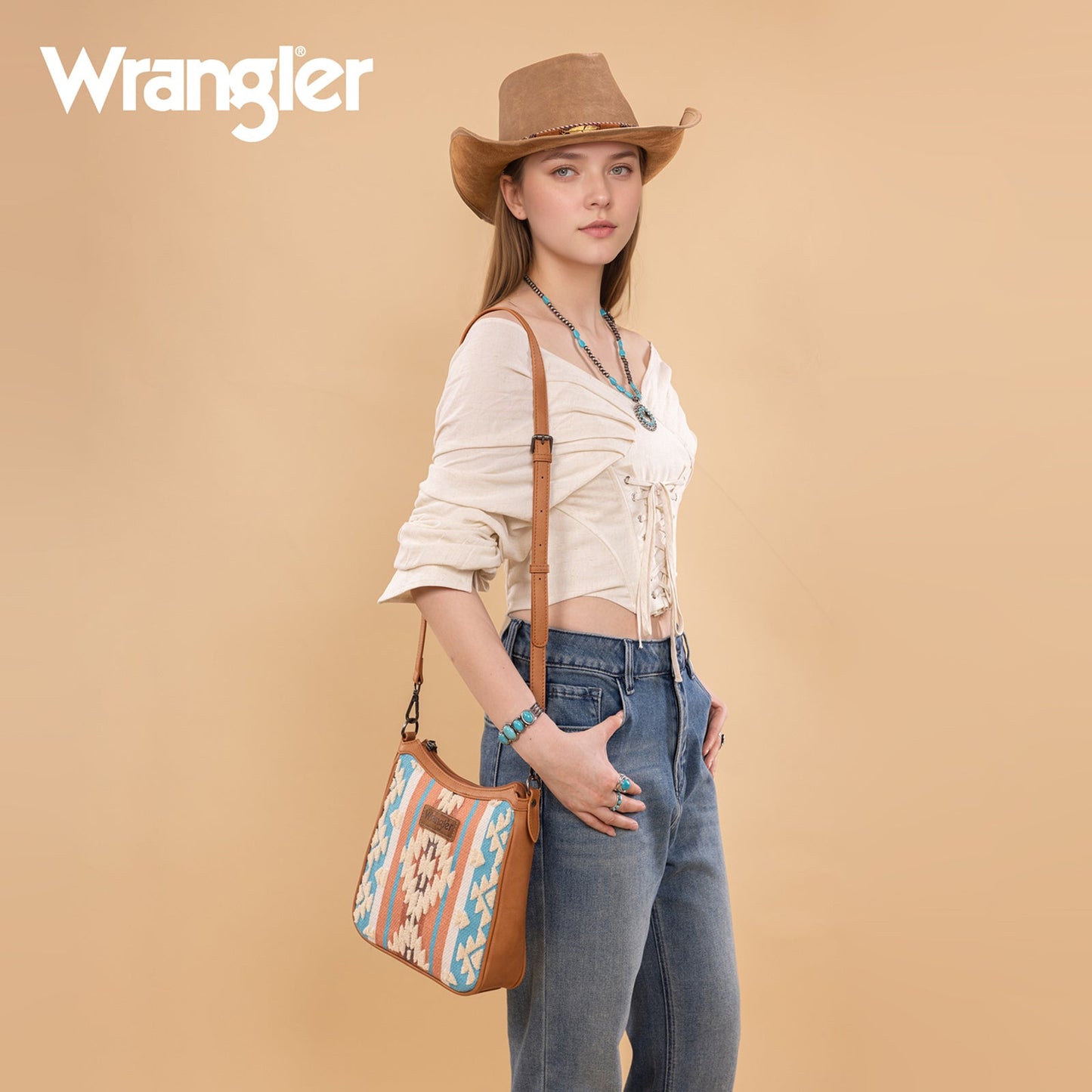 Peachy Teal Sherpa Aztec Handbag Family