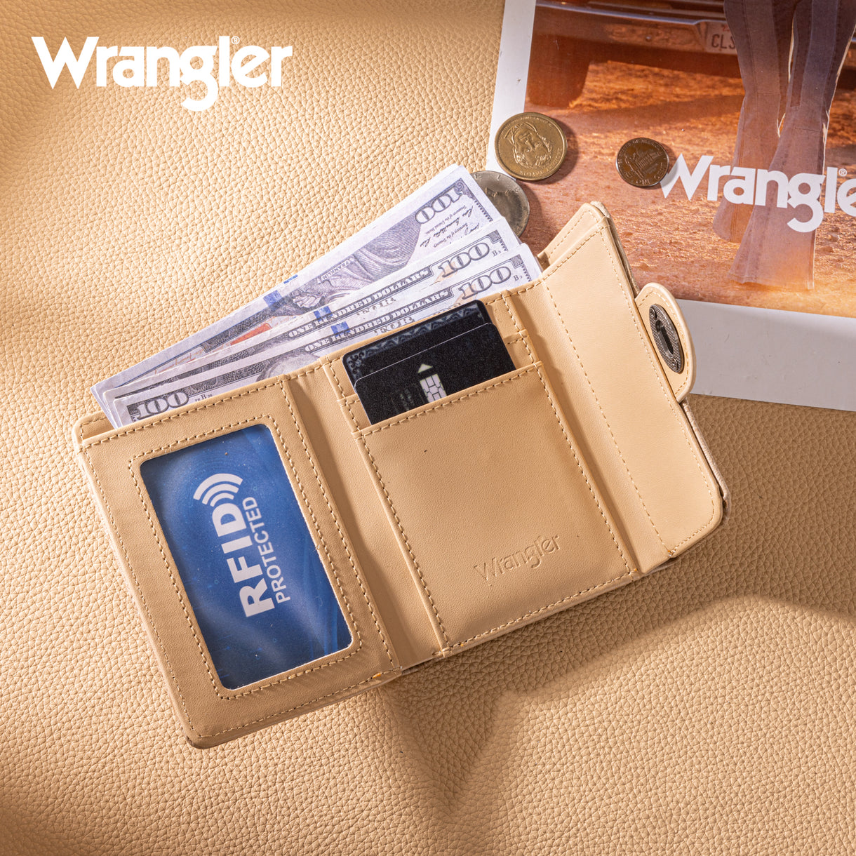 Wrangler Floral Tri-Fold Button Wallet