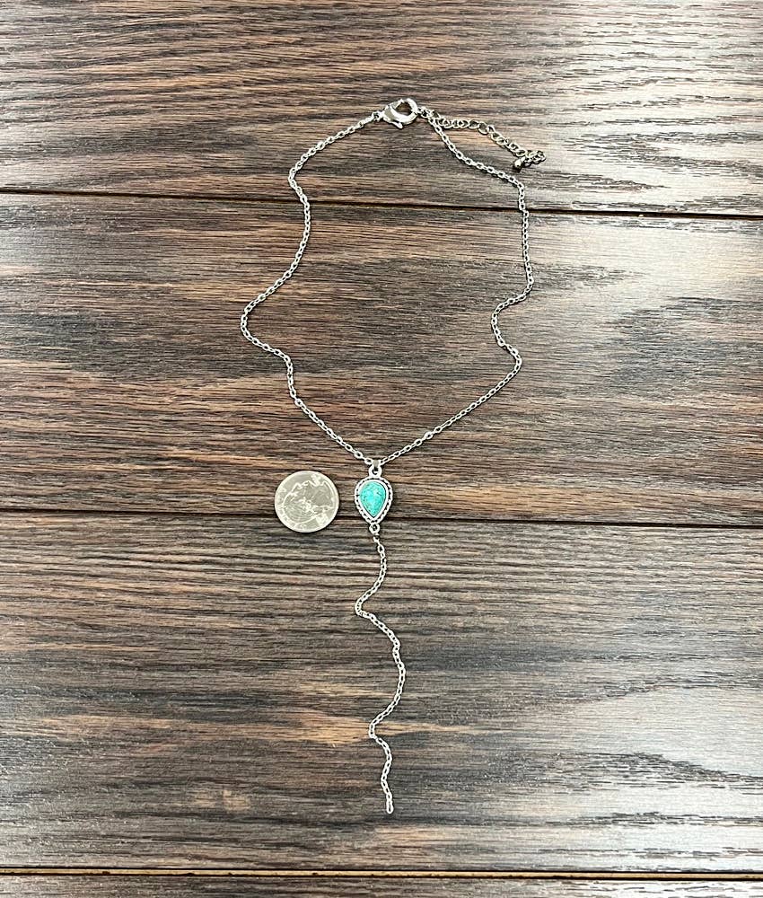 Drop Turquoise Lariat Necklace
