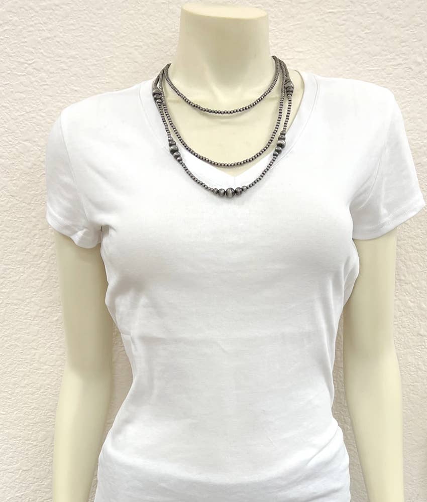 Triple Handmade Navajo Bead Necklace