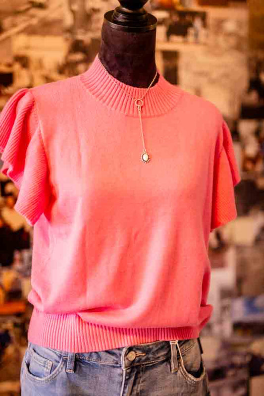 Sachet Pink Ruffle Short Sleeve Top