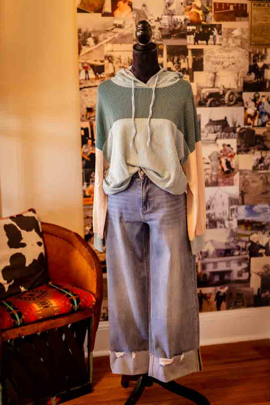 Teal Love Spring Ribbed Hoodie