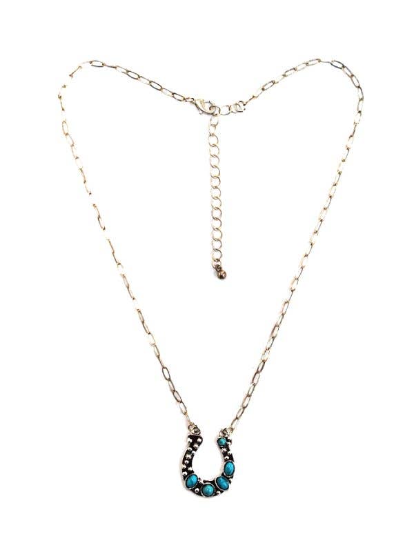 Etched Turquoise Horseshoe Necklace
