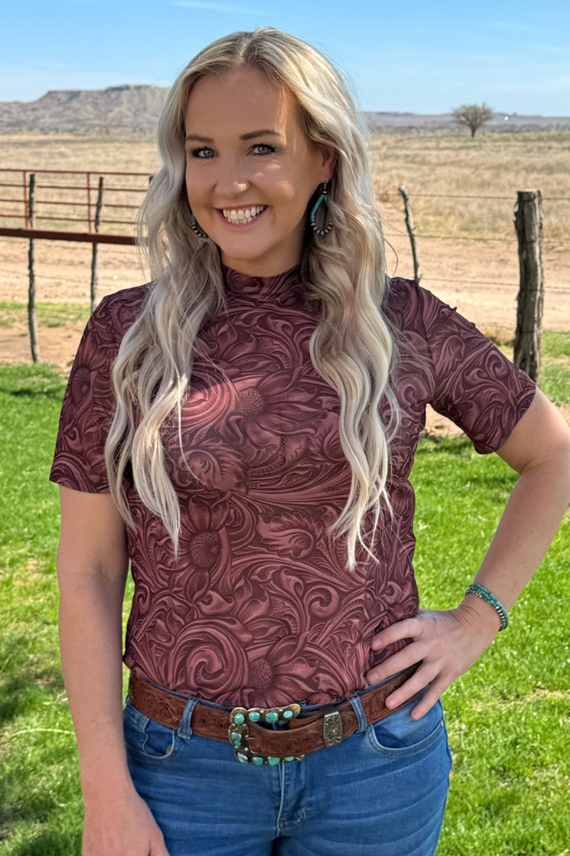 Country Roads Mesh Short Sleeve Top