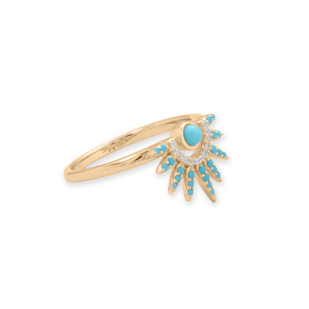 14 Karat Gold Plated Turquoise Spike Ring