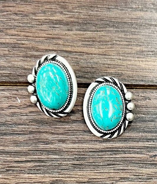 Concho Turquoise Stud Earrings