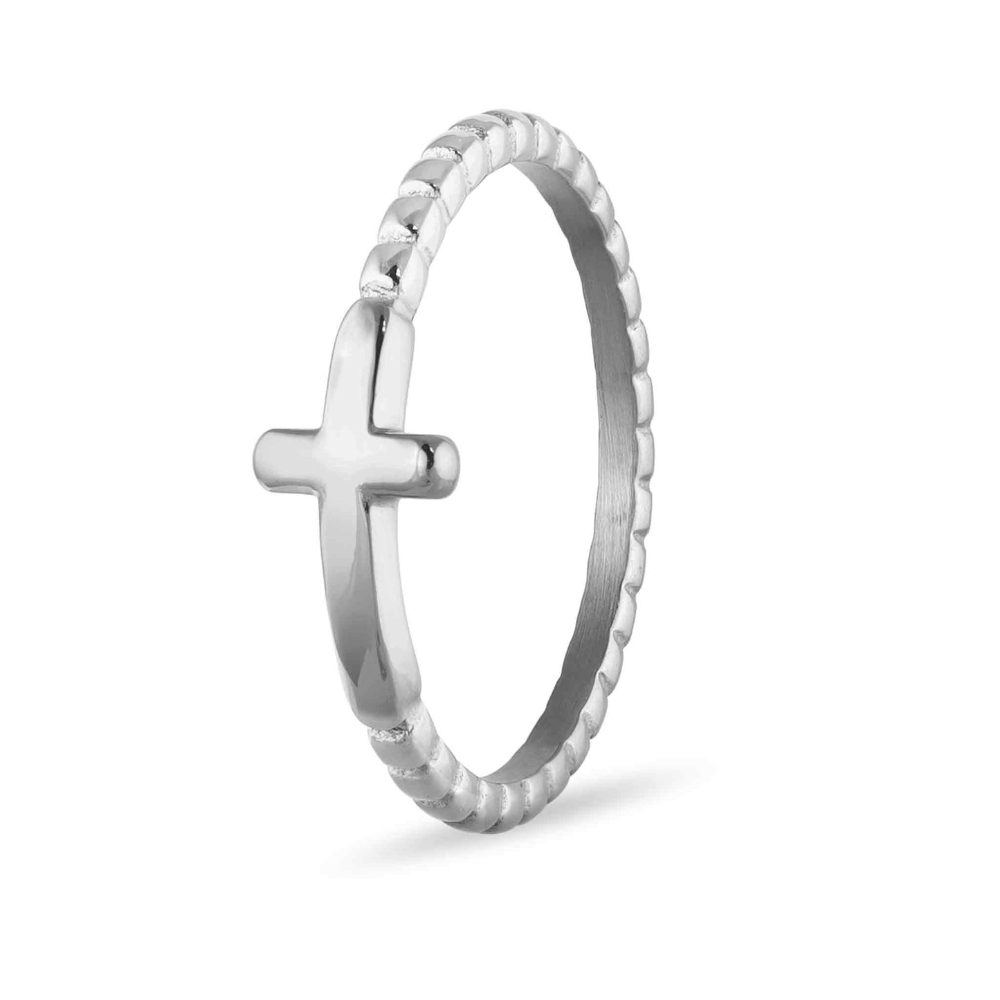 Beaded Stackable Cross Ring