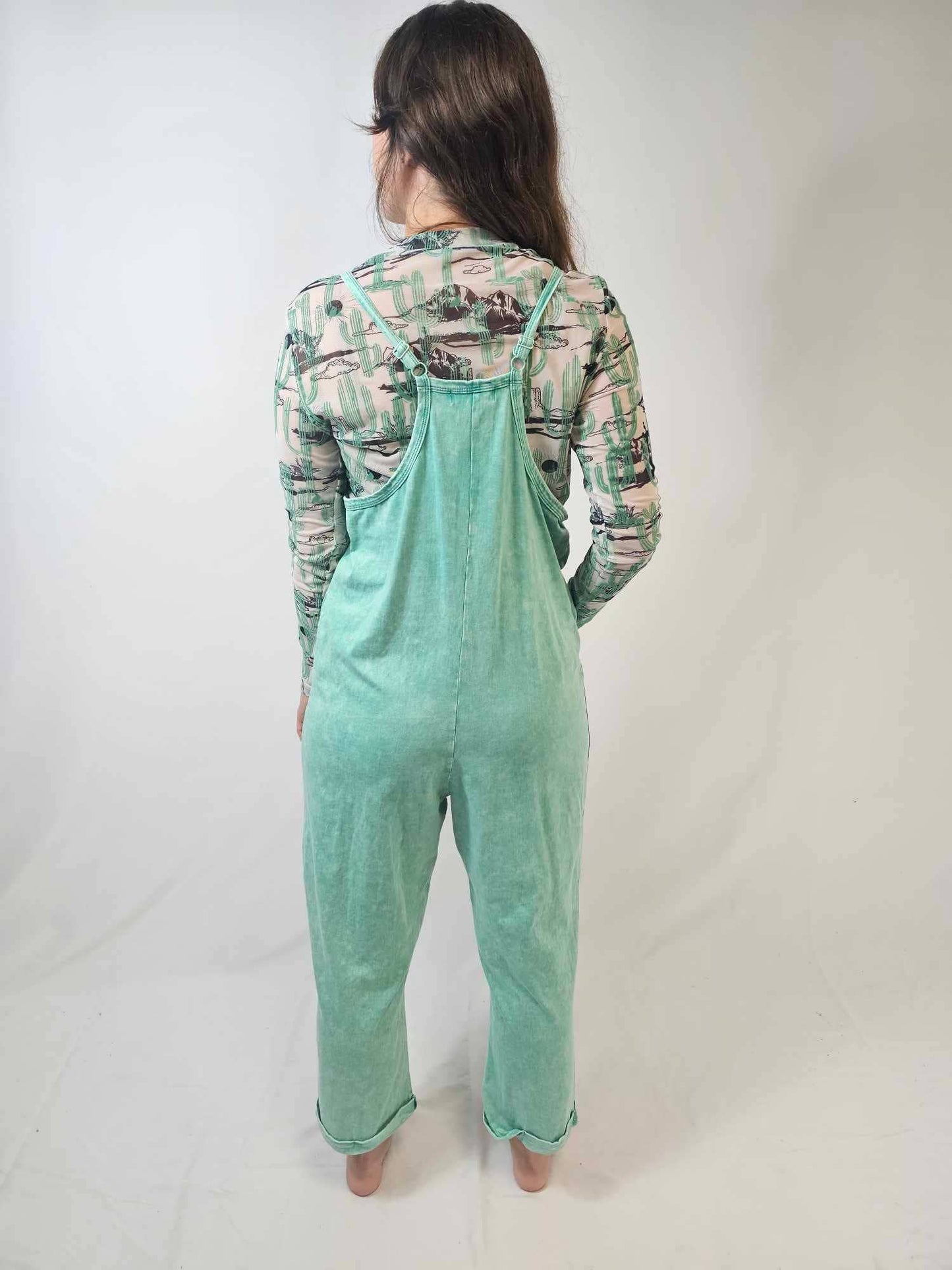 Acid Washed Turquoise Jumpsuit