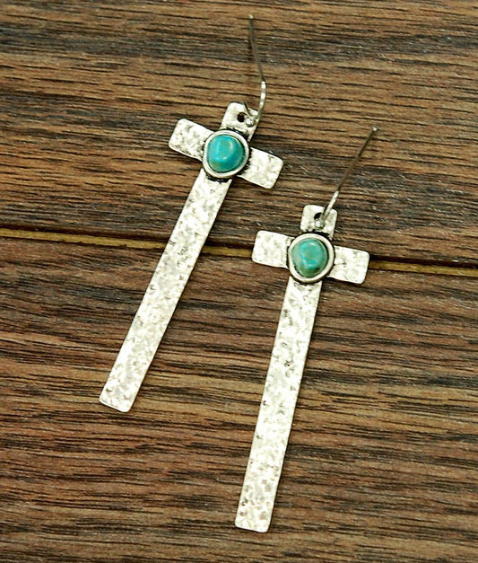Cross Turquoise Earrings