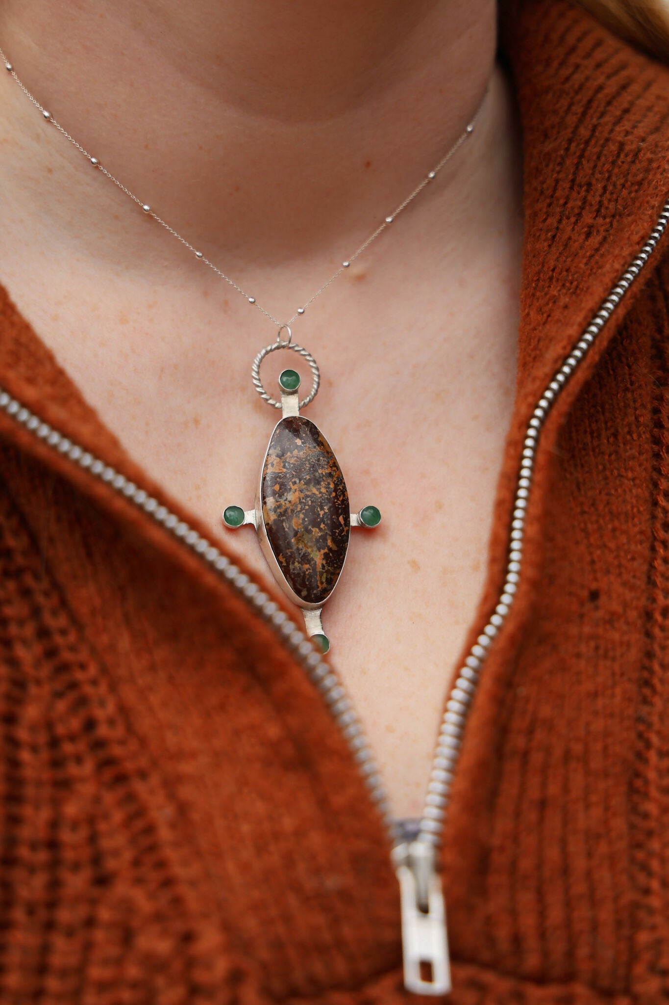 Aventurine & Maryland Basalt Cross Necklace