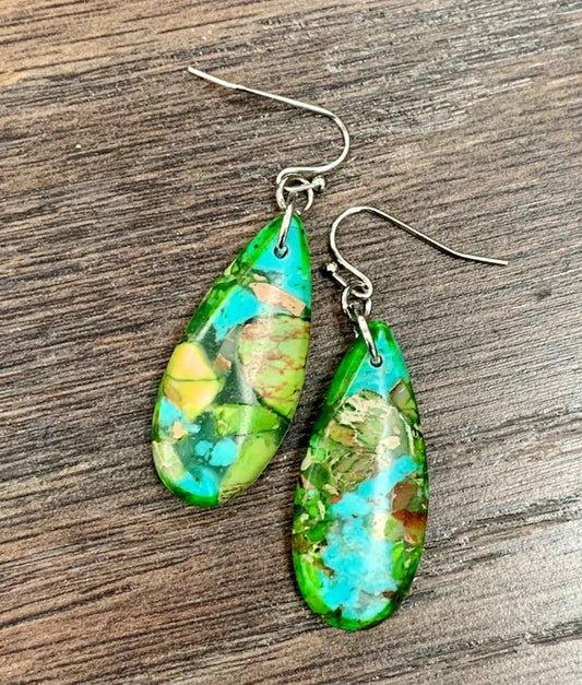Green Turquoise Teardrop Dangles
