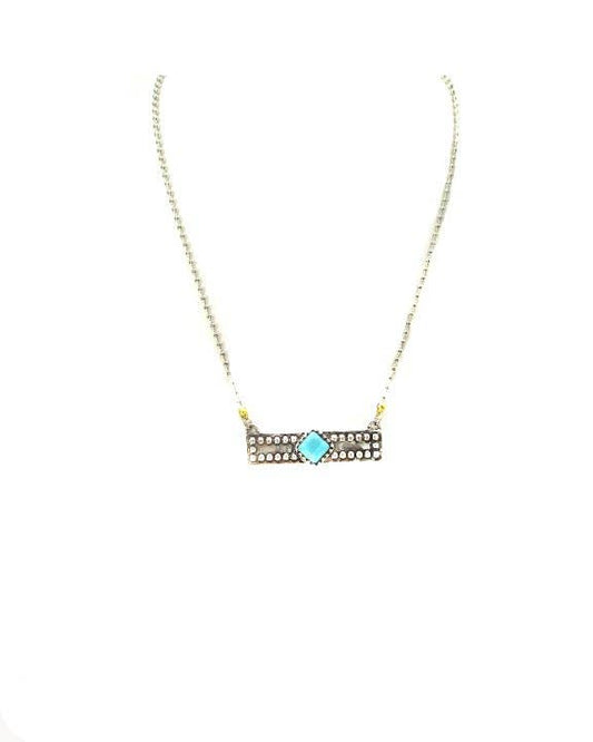 Turquoise Stone Bar Necklace