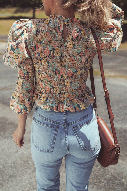 Floral Smocked Puff Sleeve Top
