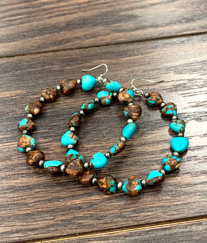 Heart Turquoise Hoop Earrings