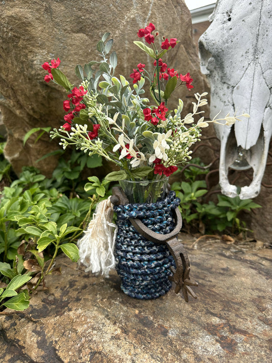 Blue Little Spur Vase with Flowers