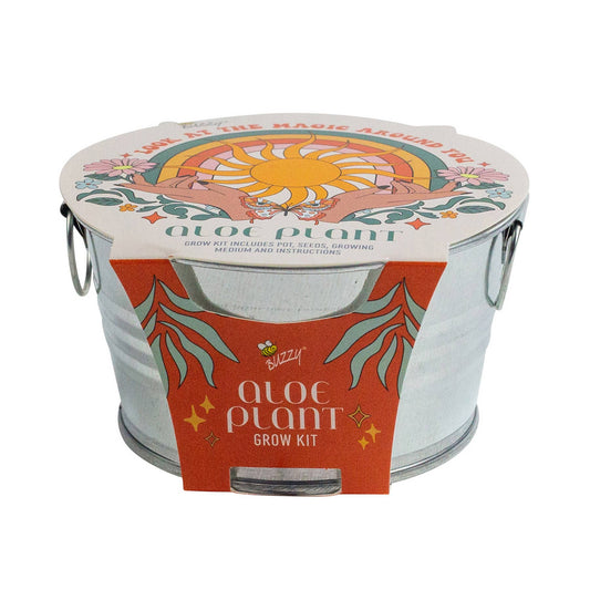 Buzzy Seeds Mini Galvanized Basin - Aloe Plant Grow Kit