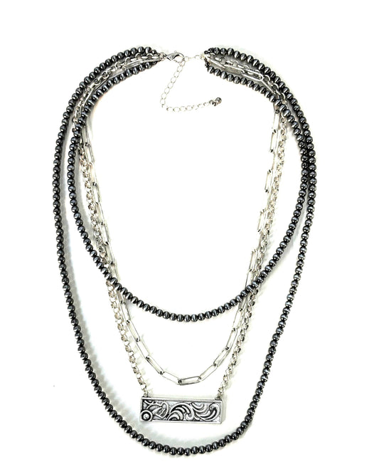 Western Stitch Layered Necklace