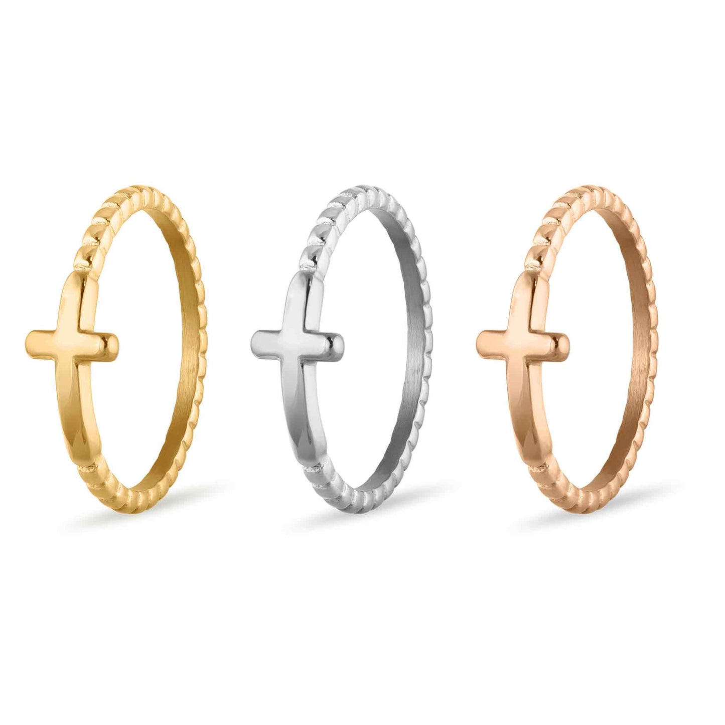 Beaded Stackable Cross Ring