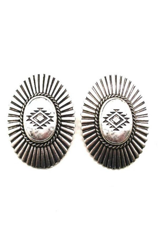 Aztec Concho Oval Studs
