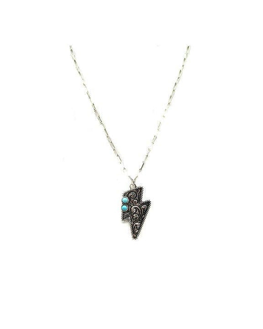 Western Scroll Lightning Bolt Necklace