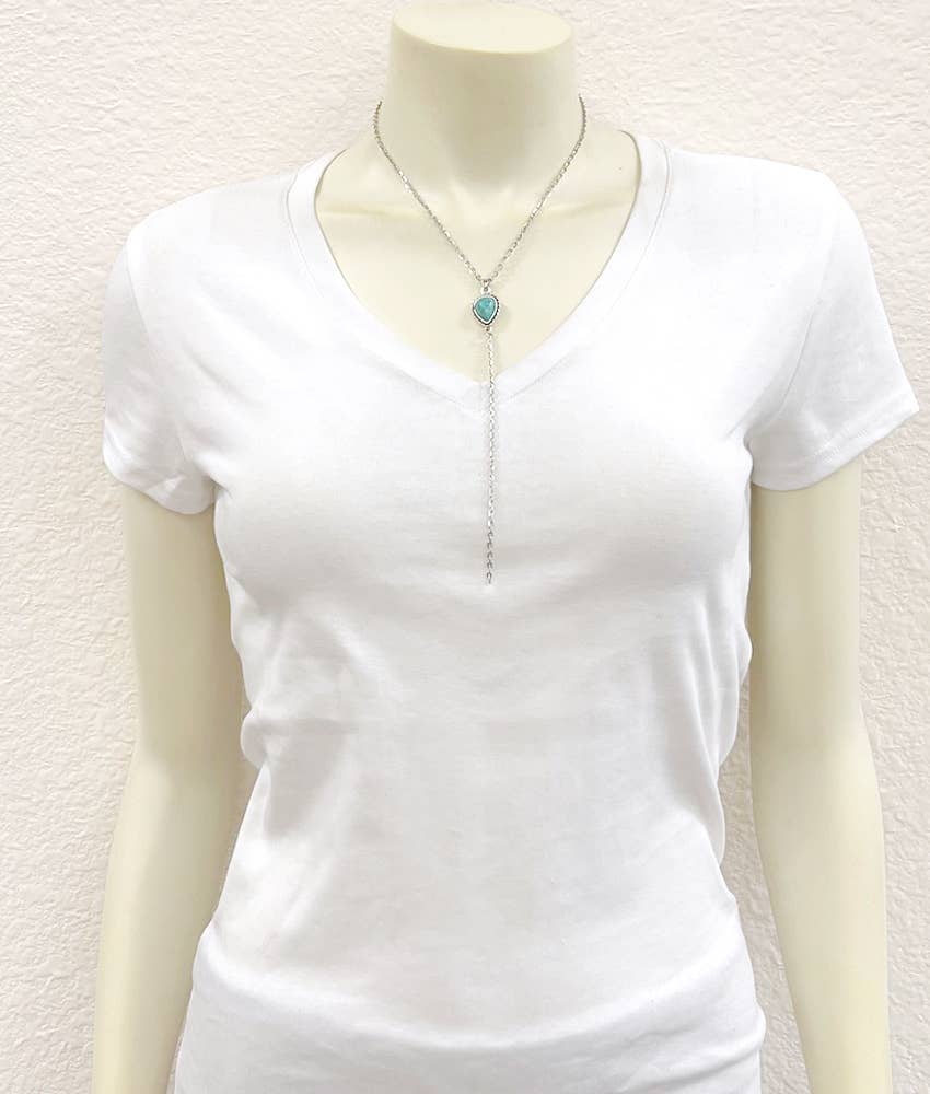 Drop Turquoise Lariat Necklace