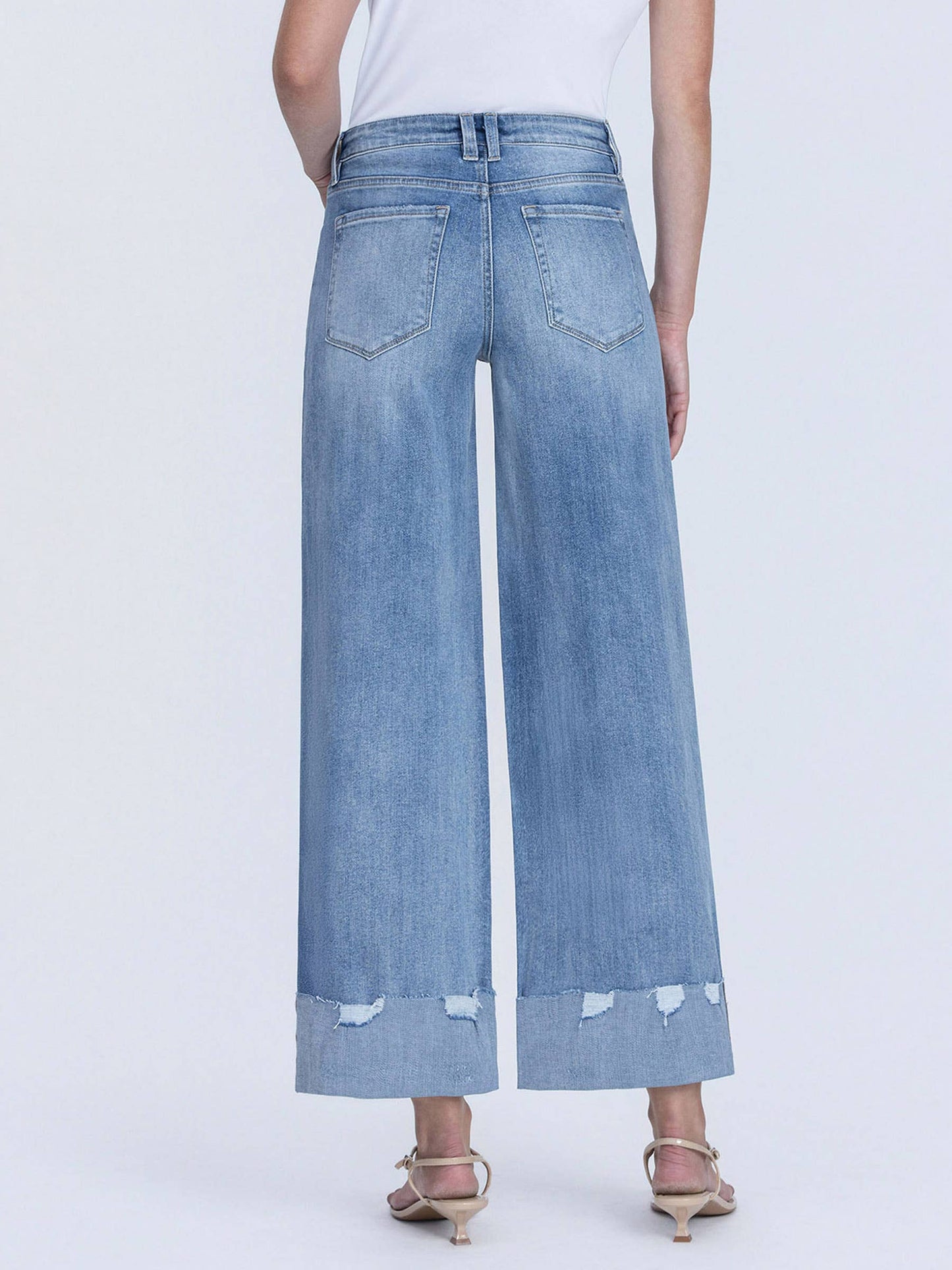 LOVERVET By Vervet HIGH RISE MEDIUM WASH CUFFED WIDE JEANS