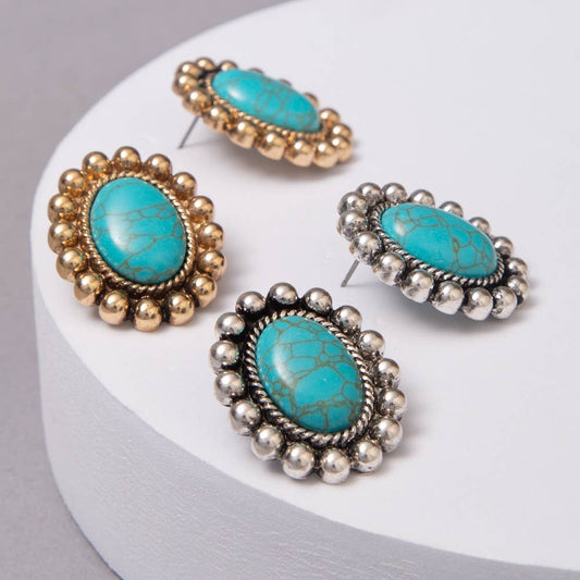 Oval Turquoise Earrings