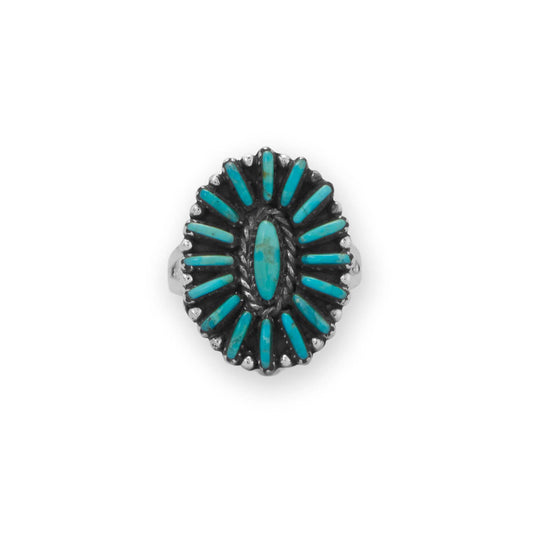 Oval Turquoise Flower Ring