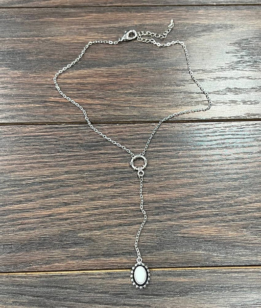 15" Oval White Buffalo Y-Necklace