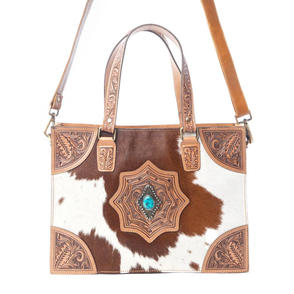Desert Jewel Handtooled Hairon Leather Concealed Carry Bag