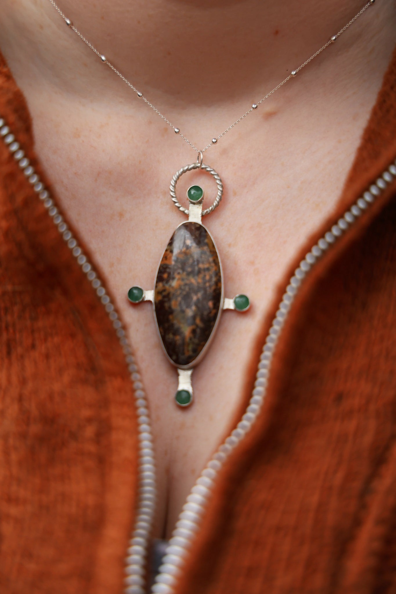 Aventurine & Maryland Basalt Cross Necklace