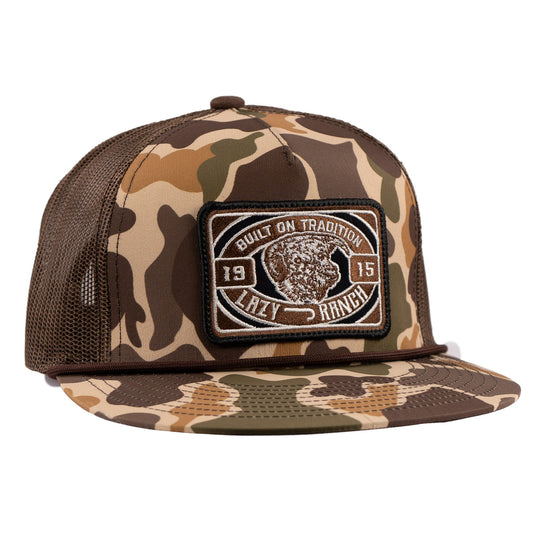 Lazy J Ranch Camo & Black Drive Line Classic Rope Trucker Hat