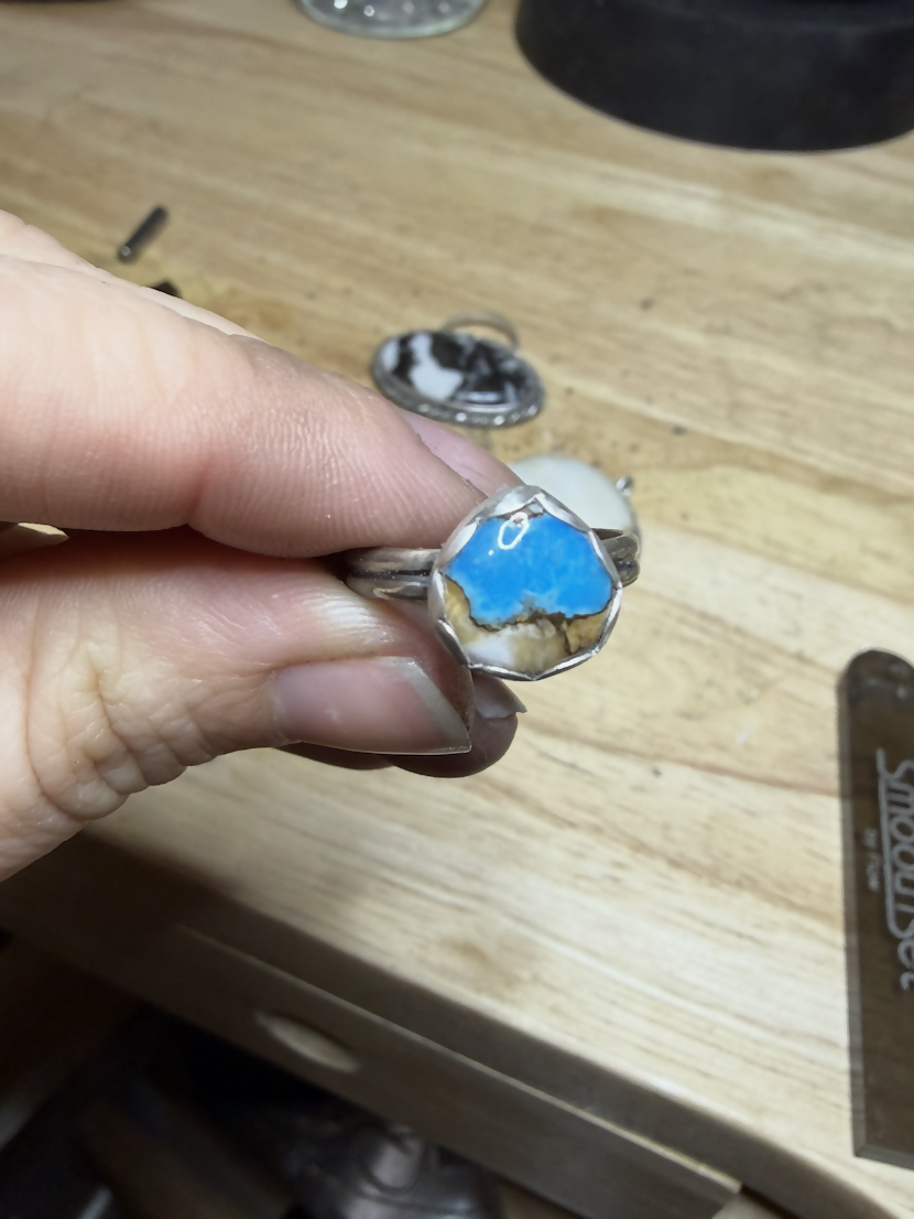 Spiny Oyster Turquoise with Copper Ring Size 6.5