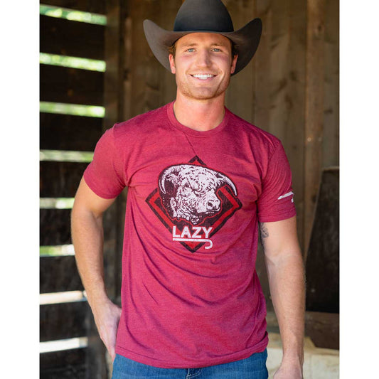Lazy J Ranch Red Diamond Hereford Short Sleeve T-Shirt - Burgundy