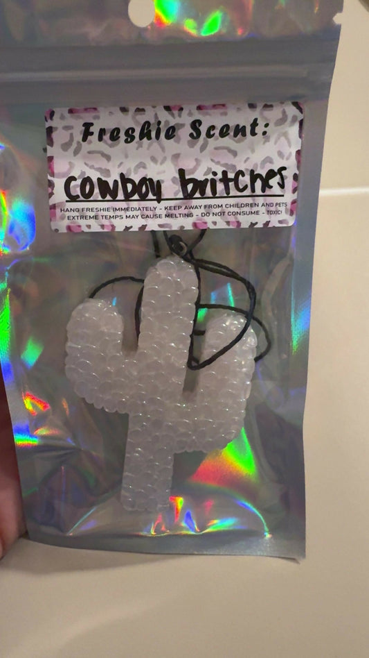 White Mini Cactus Car freshie- Cowboy britches
