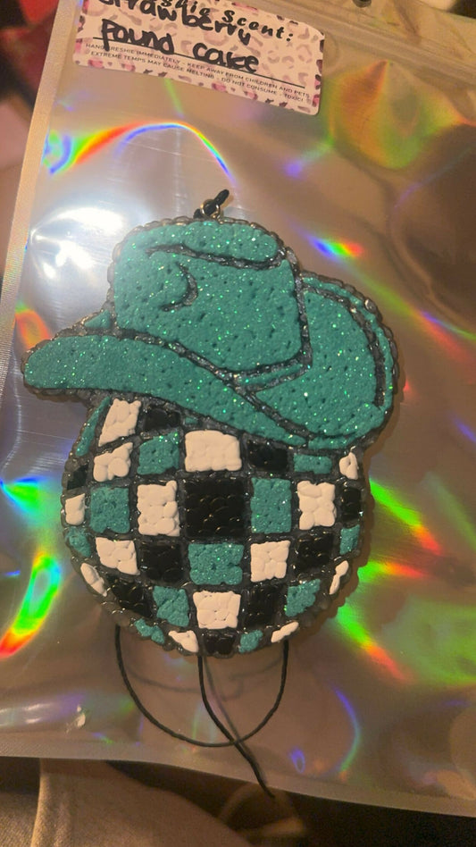 turquoise disco cowboy hat- strawberry pound cake
