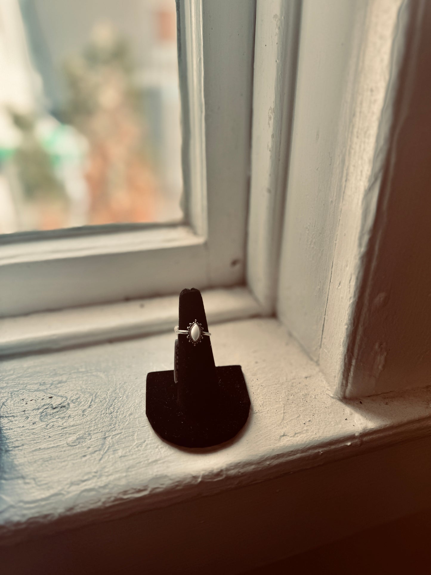 White Buffalo Adjustable Sterling Silver Ring