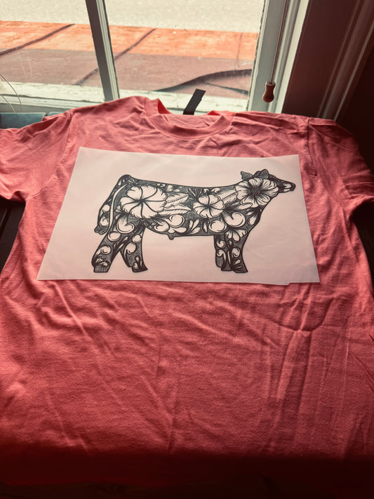 Show Steer Leather Tooled Sketch Tee