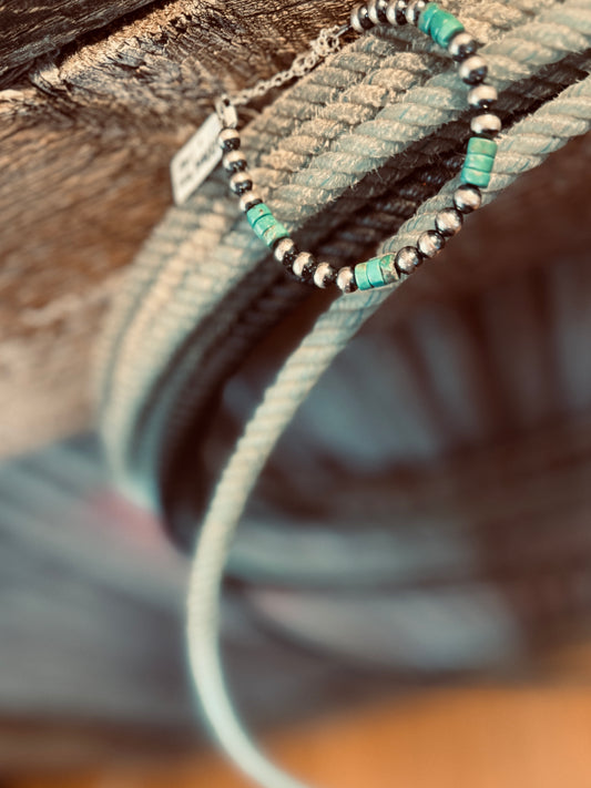 Genuine Navajo Pearl and Turquoise Bracelet