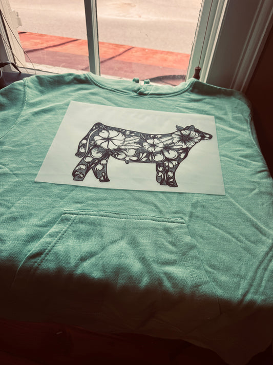 Show Steer Leather Tooled Sketch Hoodie