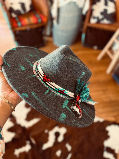 Teal Aztec Fedora