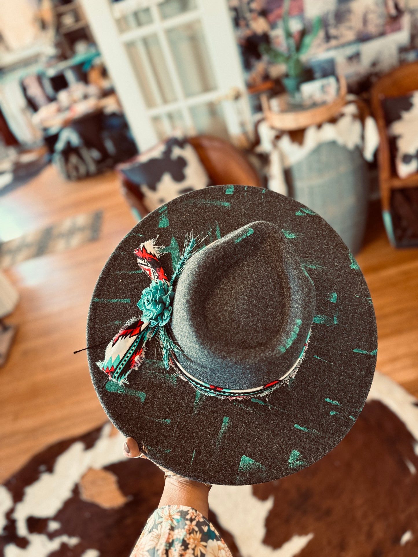 Teal Aztec Fedora