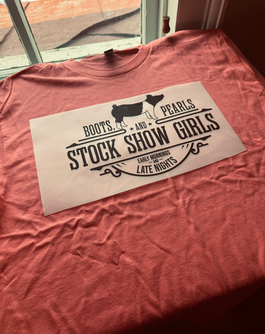 Boots, Pearls & Stock Show Girls Hog Tee
