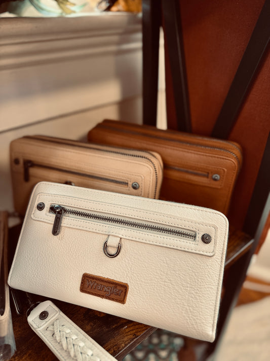 Wrangler Dual Zipper Compartment Large Wallet