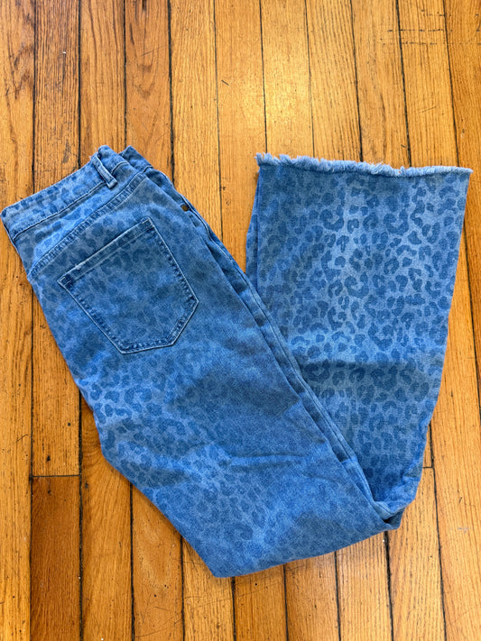 Leopard Denim Flares SIZE 8